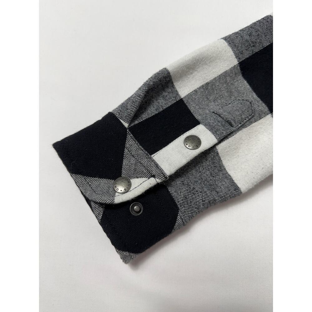 Orvis women's Sz L cotton fleece-lined flannel jacket B&W buffalo plaid pattern - Picture 7 of 13